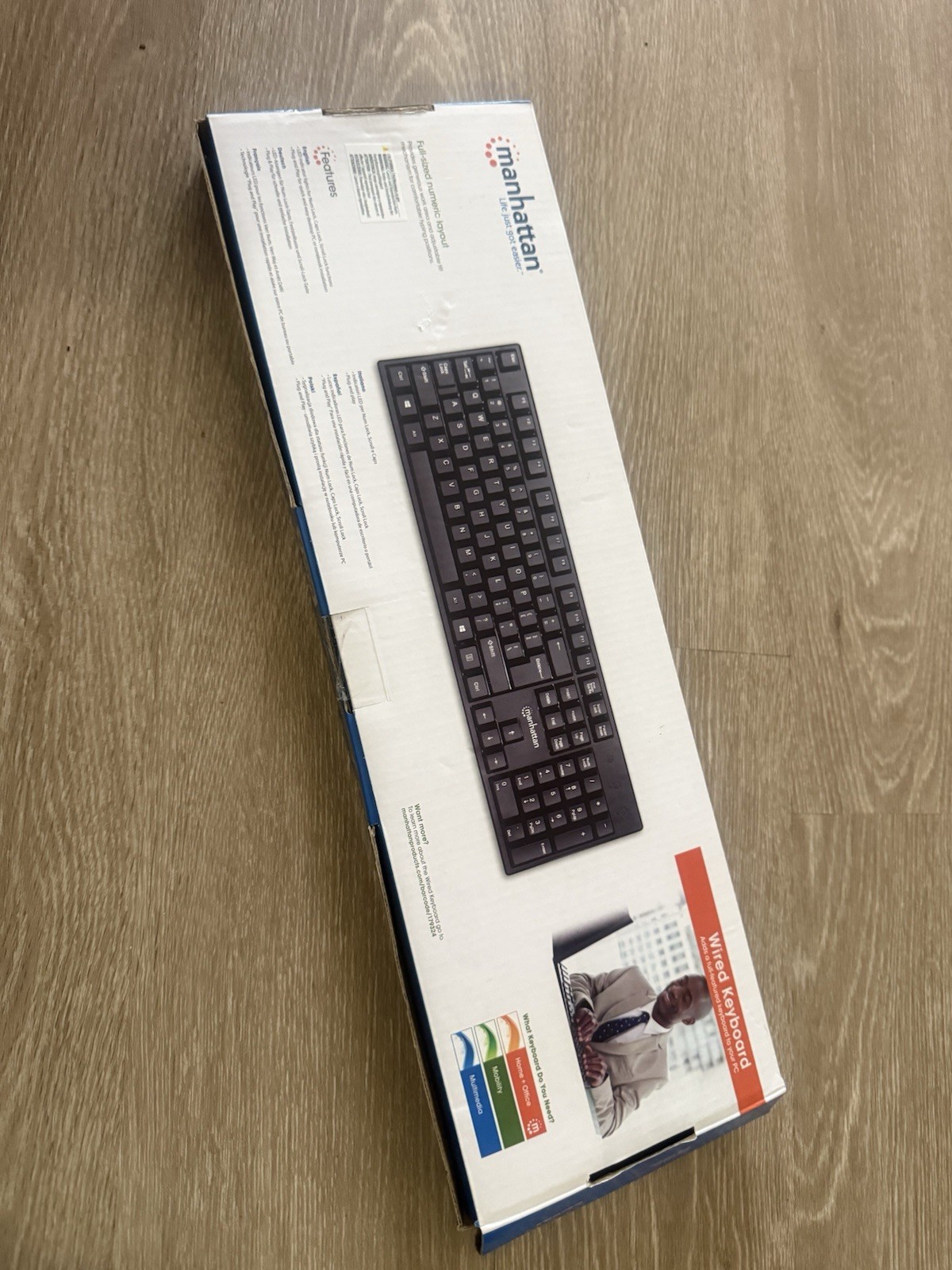 Manhattan 104-key Black Wired Keyboard with Built-in 5 ft. (1.5 m) USB-A Cable