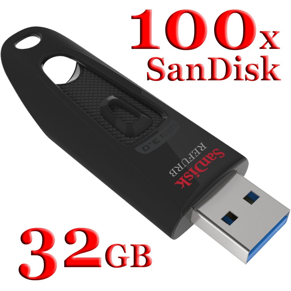 LOT 100x SanDisk 32GB ULTRA USB 3.0 flash drive -SDCZ48-032G 32 GB read 100 MB/s