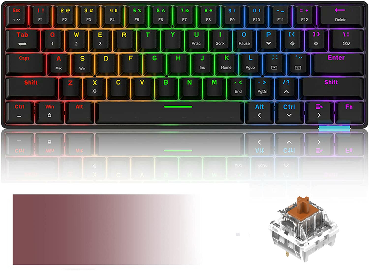 Mechanical Wired/Wireless Bluetooth Dual-mode RGB Backlit USB C Gaming Keyboard