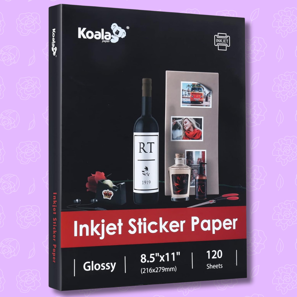 120 Sheets Koala Glossy Sticker Paper 8.5x11 Inkjet Printer Adhesive Photo Paper