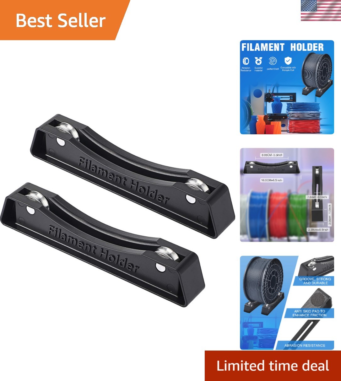2 Set 3D Printer Filament Spool Holder Filament Holder