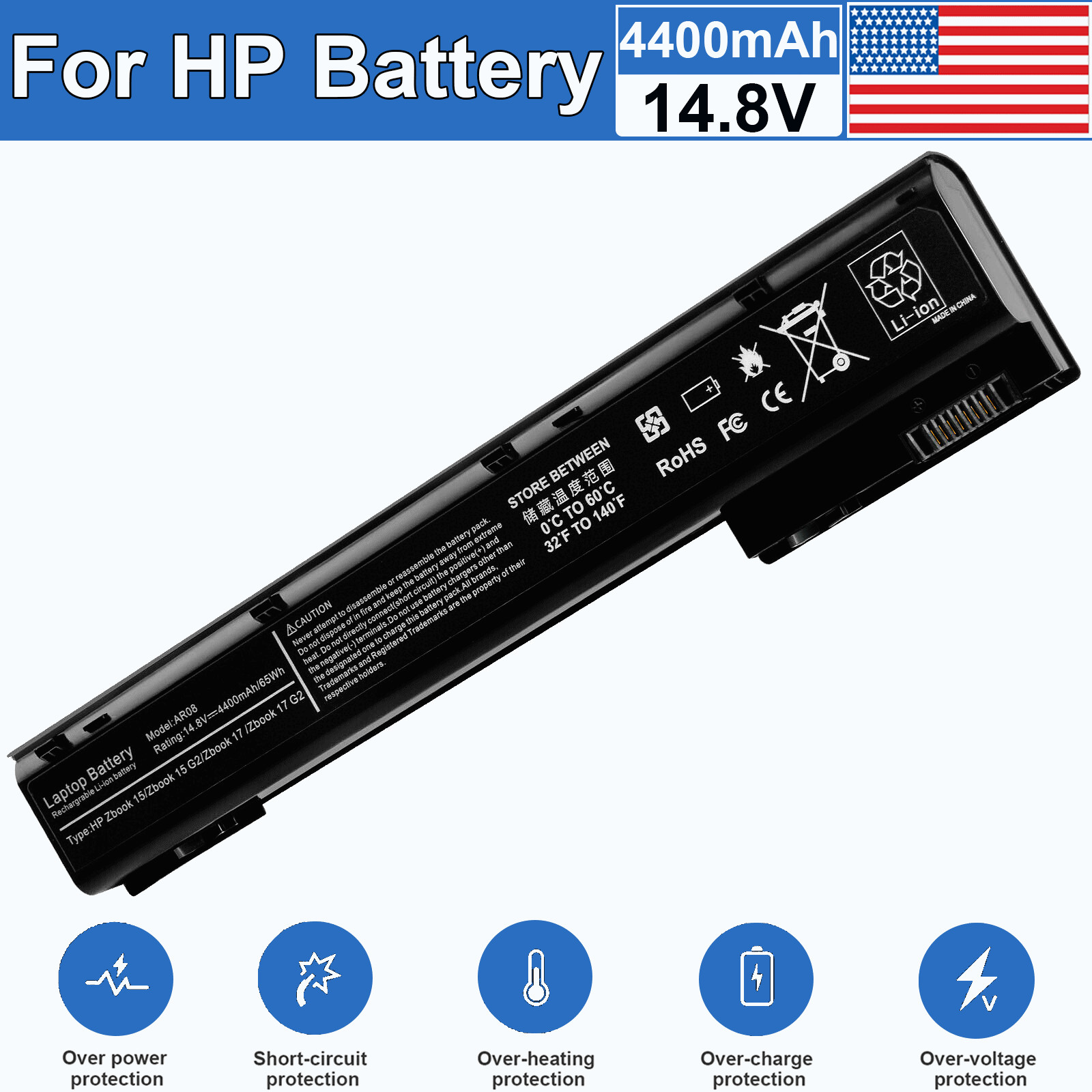 🧡LOT AR08 AR08XL Battery For HP ZBOOK 15 17 G1 G2 708455-001 707614-241 8 Cell