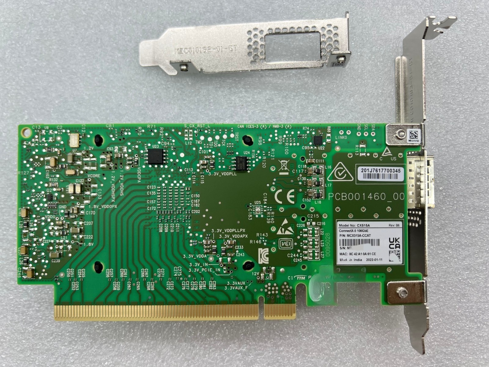 Mellanox MCX515A-CCAT Connect X-5 100GbE 1-Port QSFP28 CX515A Network Adapter