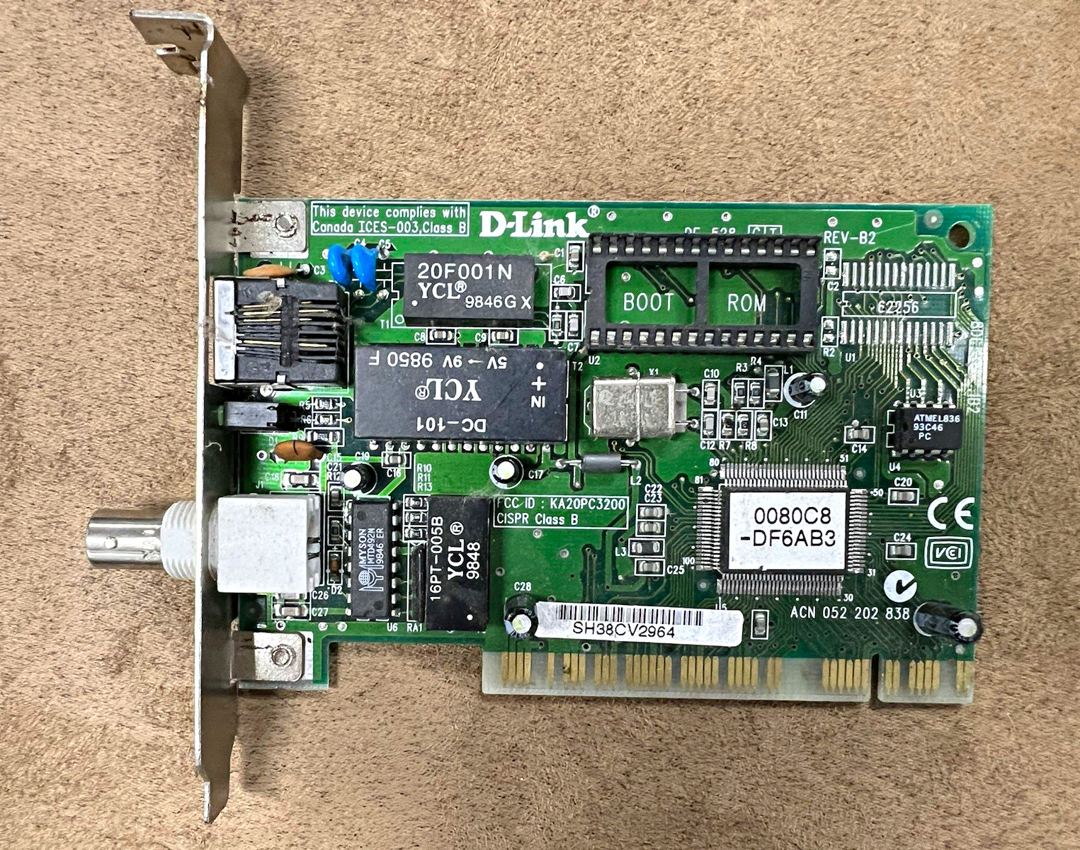 D-Link DE-528CT PCI 10Mbps Ethernet Network Card NIC RJ45 + BNC 2-Port