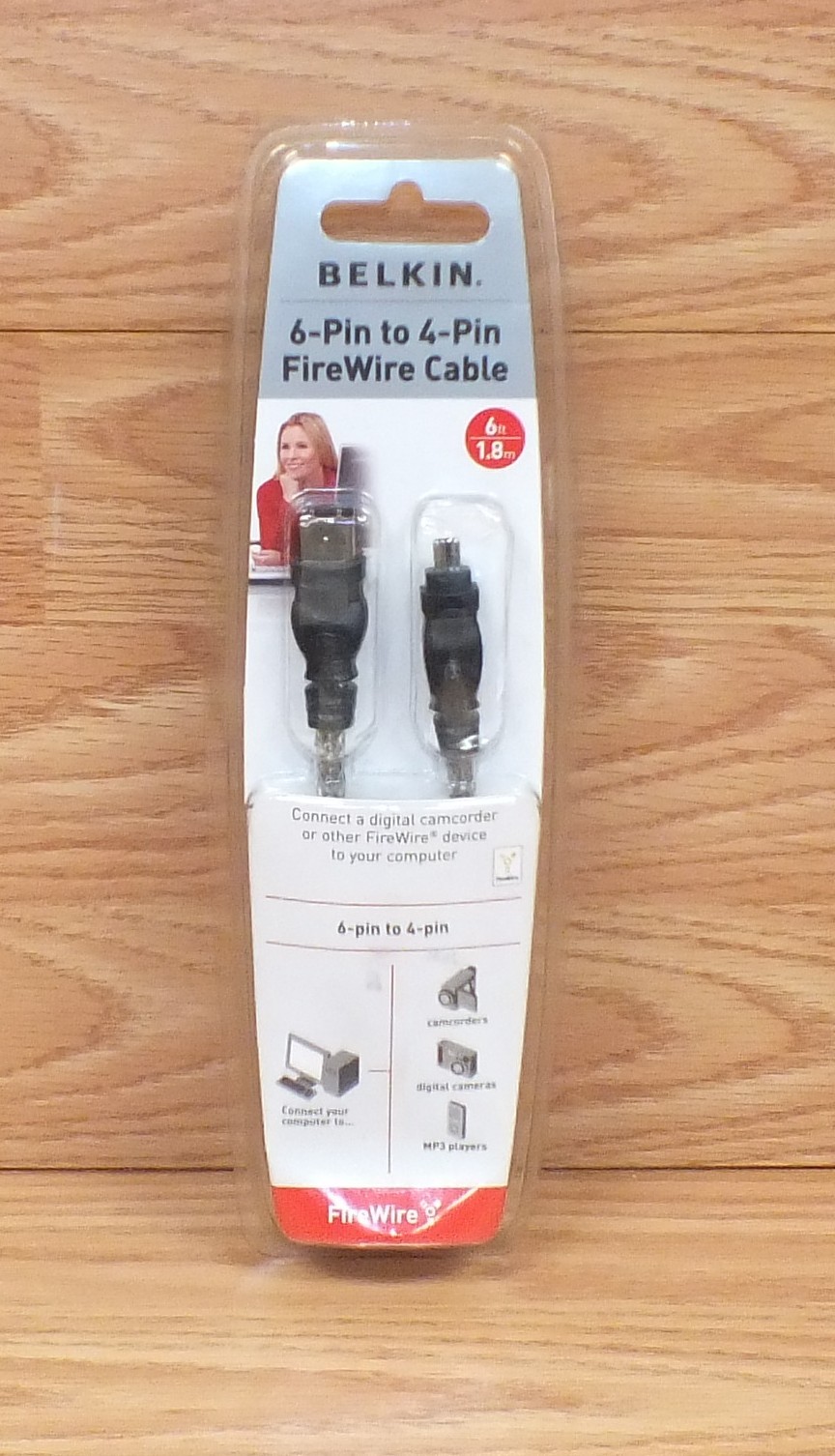 Genuine Belkin (P47485) 6-Pin to 4-Pin Black FireWire 6 Ft 1.8m Cable **READ** 