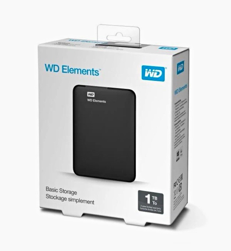 WD Elements 1TB Portable External HDD USB Storage Drive, Black