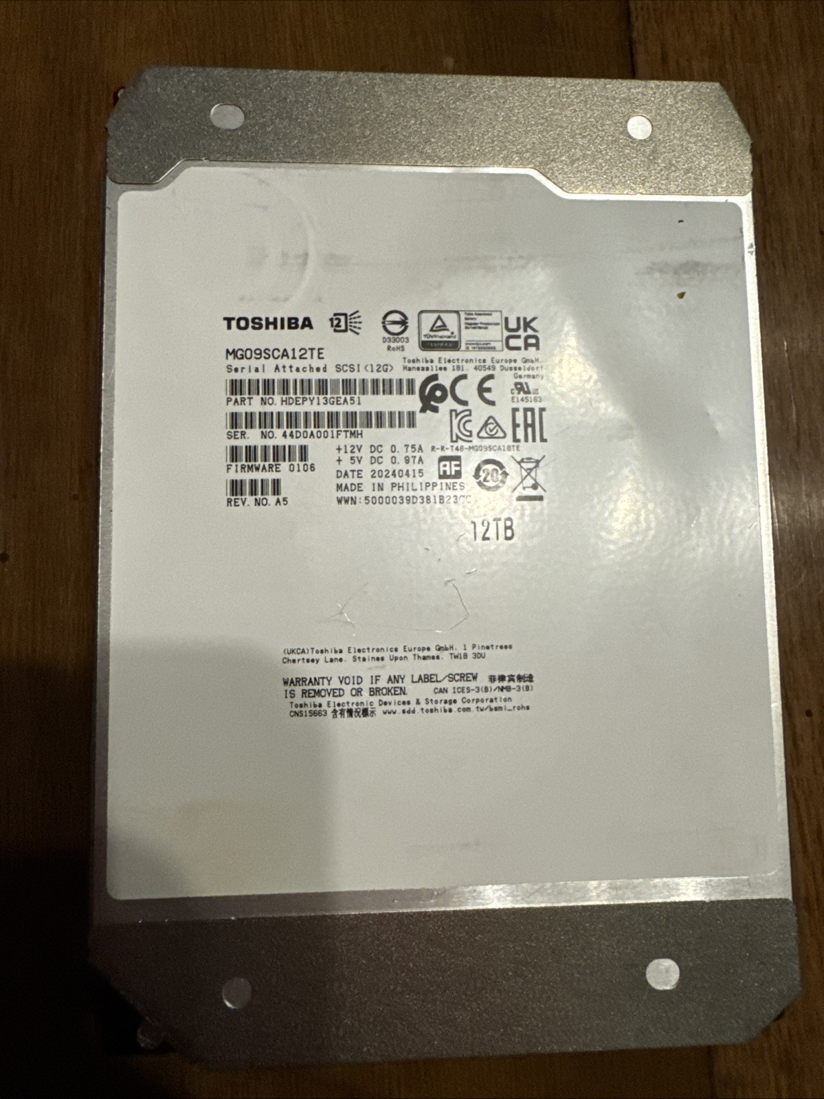 MG07ACA12TE Toshiba 12TB SATA HDD Fully Tested