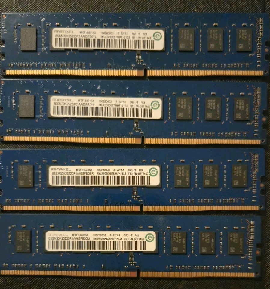 Ramaxel 8GB DDR4 1Rx8 2133 UDIMM Matched Set Of 4 RMU5090KB7HAF-2133 FRU:03T7467