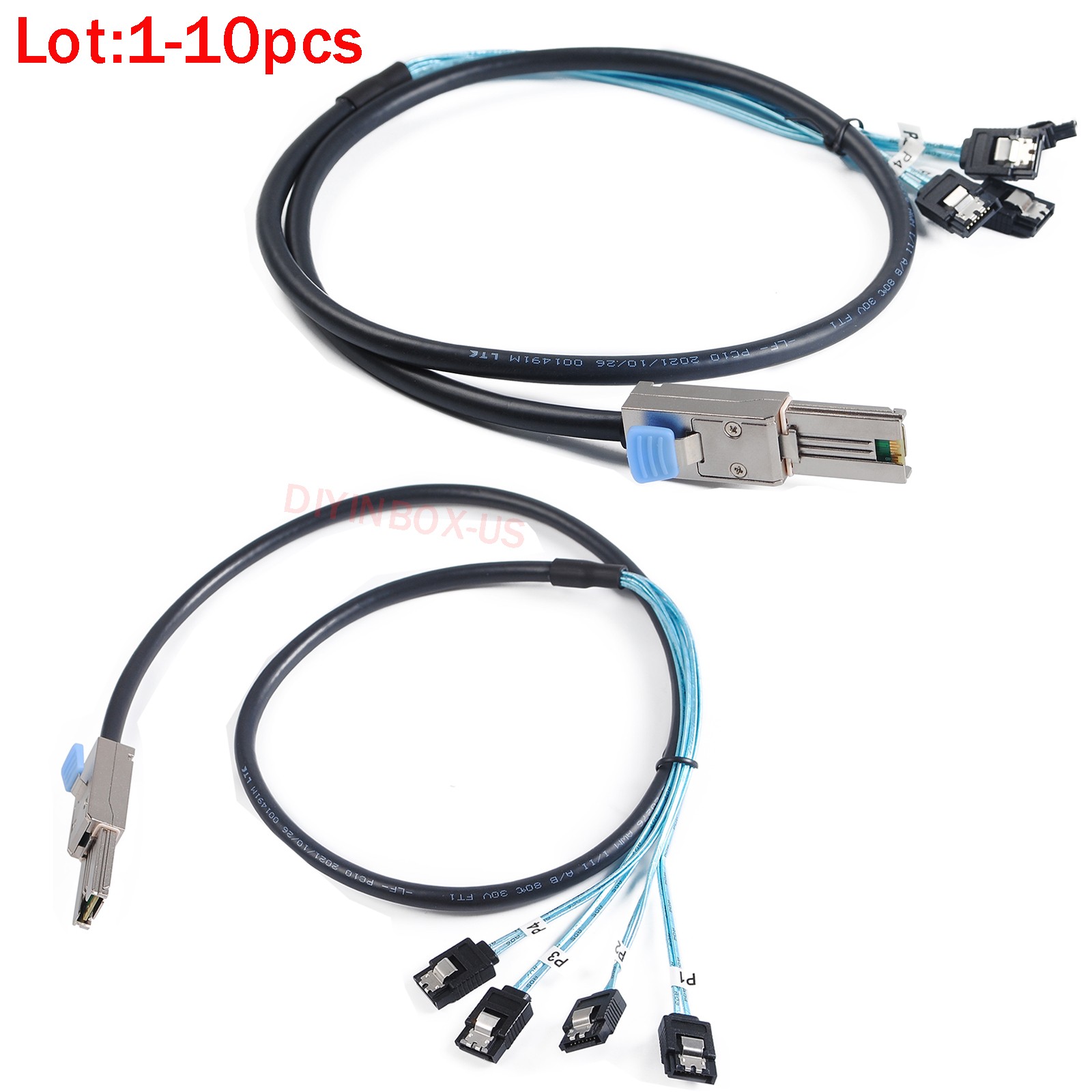 External Mini SAS 26Pin SFF-8088 Male to 4 SATA 7Pin Female HDD SAS Cable 1m Lot