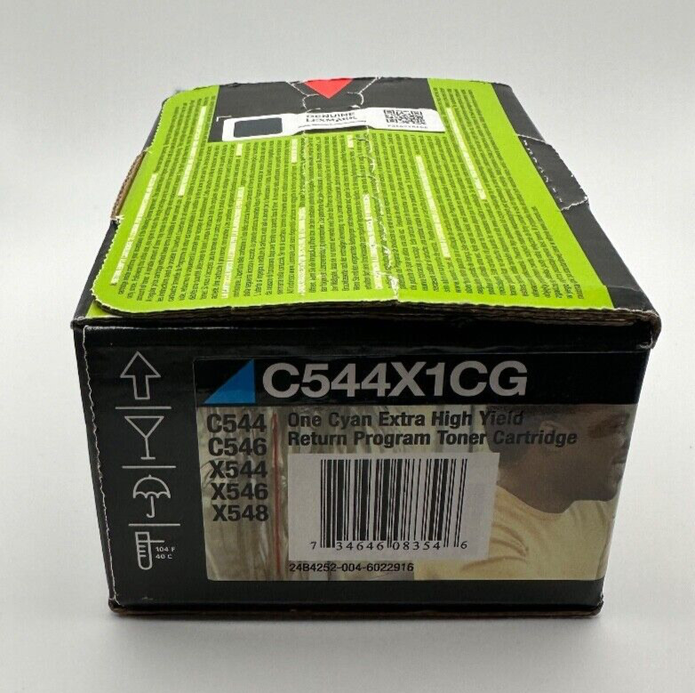 Lexmark C544X1CG C544 X544 Cyan Extra High Yield Toner Cartridge Genuine OEM