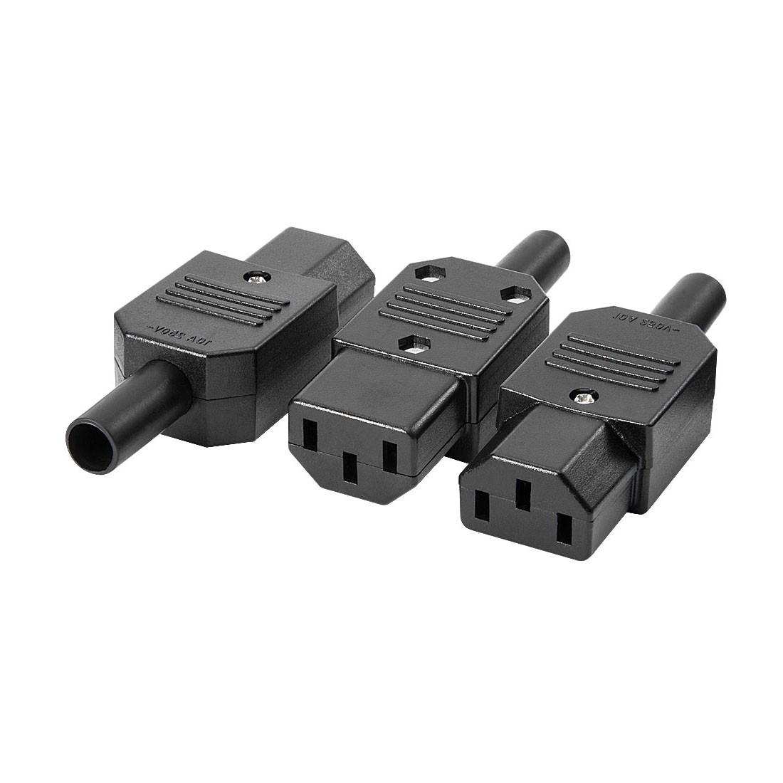 3Pcs AC250V 10A Female 3Terminals Panel Mount IEC320 C13 Plug Adapter Connectors