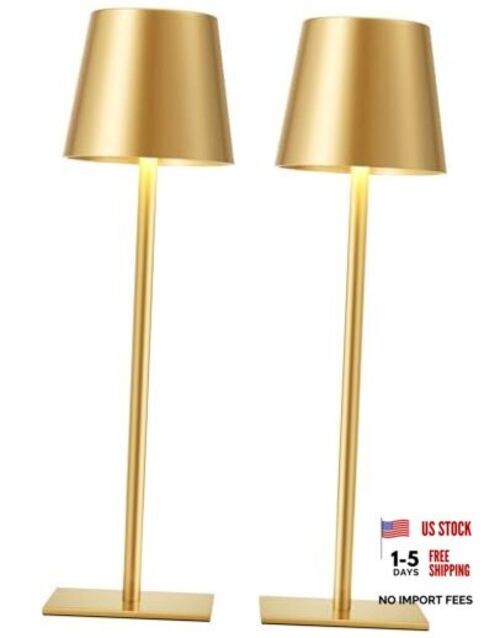 Gold Cordless Rechargeable Table Lamp Portable Desk Lamp with 2 Pack Gold - 1