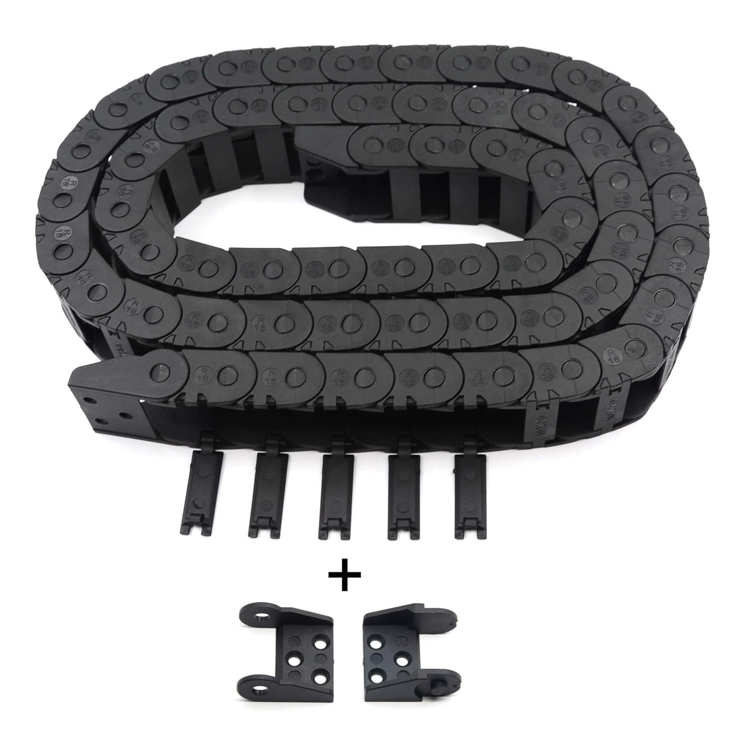 R18 Internal Size 10X20Mm 1Meter Length Black Plastic Flexible Drag Chain Cable