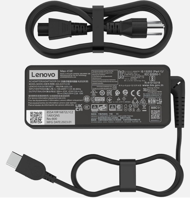 Original 45W USB-C AC Adapter For Lenovo ThinkPad E490 E490S E495 E590 E595 X390