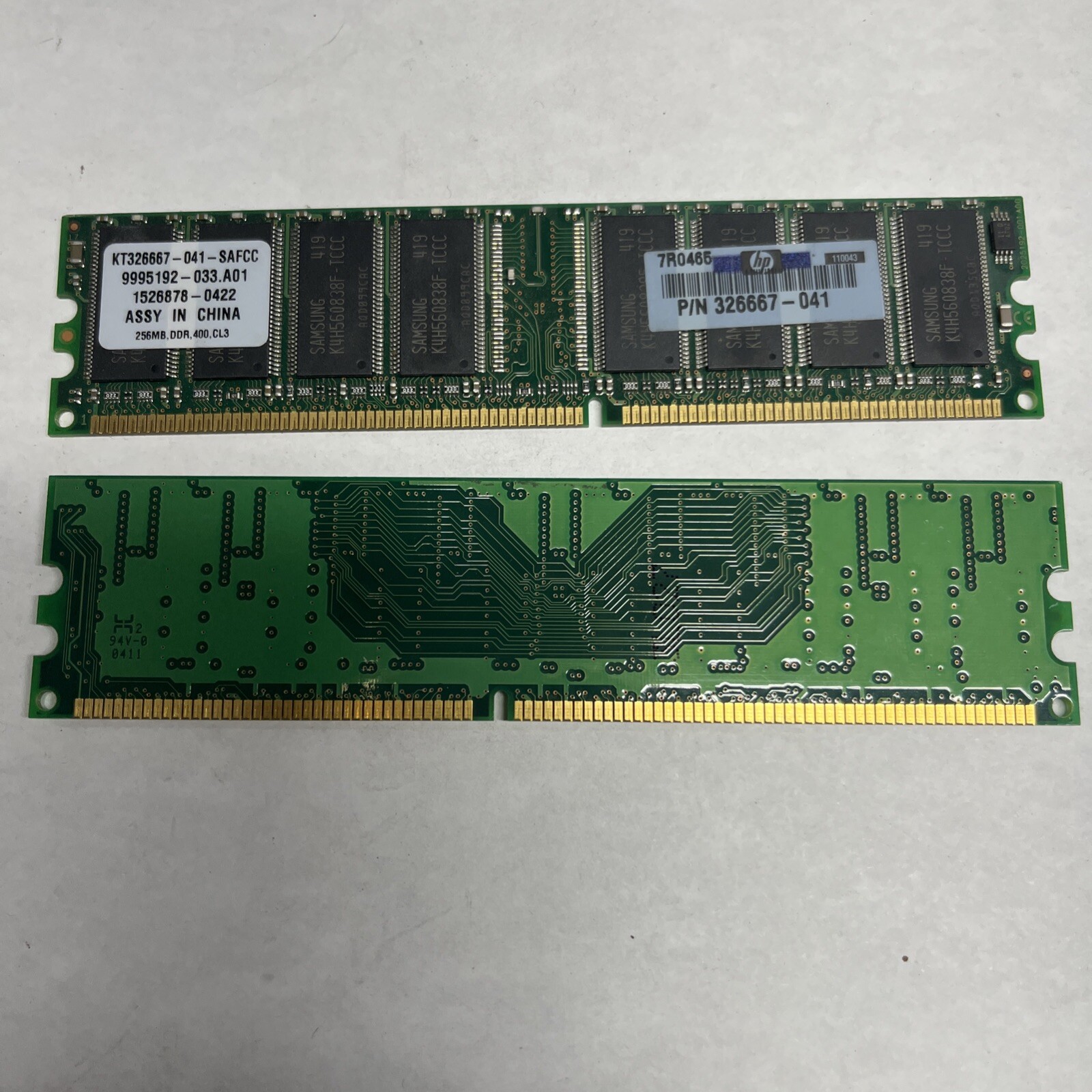 256MB Kingston DDR1 RAM PC3200U 400MHz CL3 KT326667-041-SAFCC 326667-041 Tested