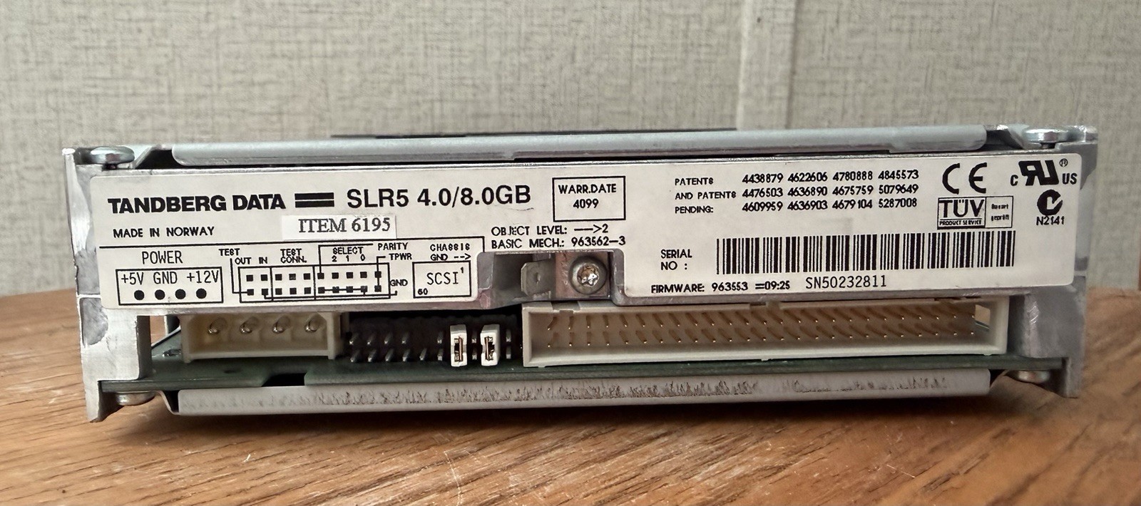 Vintage 1999 Tandberg Data SLR5 4.0/8.0GB internal SCSI tape backup drive