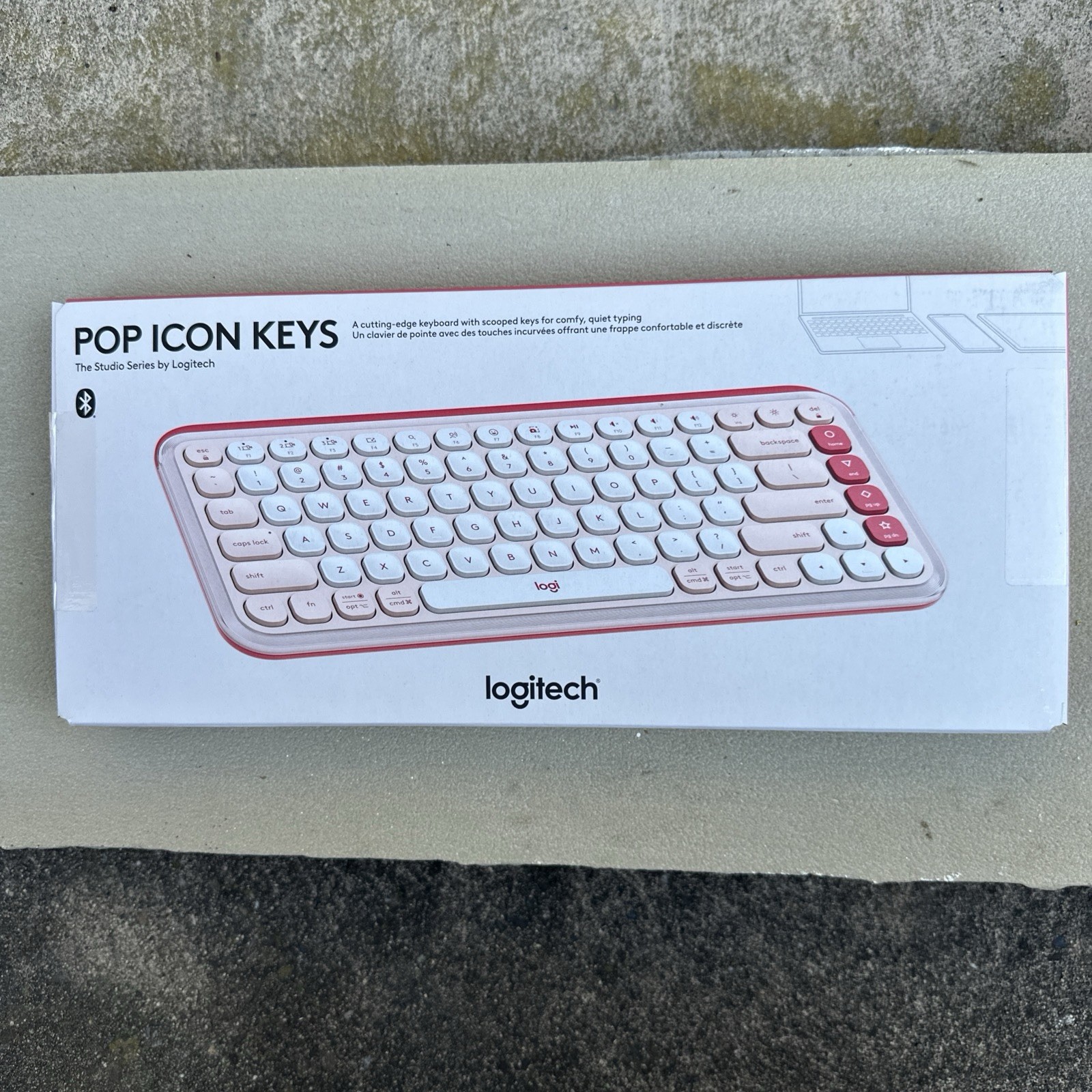 Logitech POP ICON KEYS Wireless Bluetooth Keyboard, Comfortable Typing, Rose