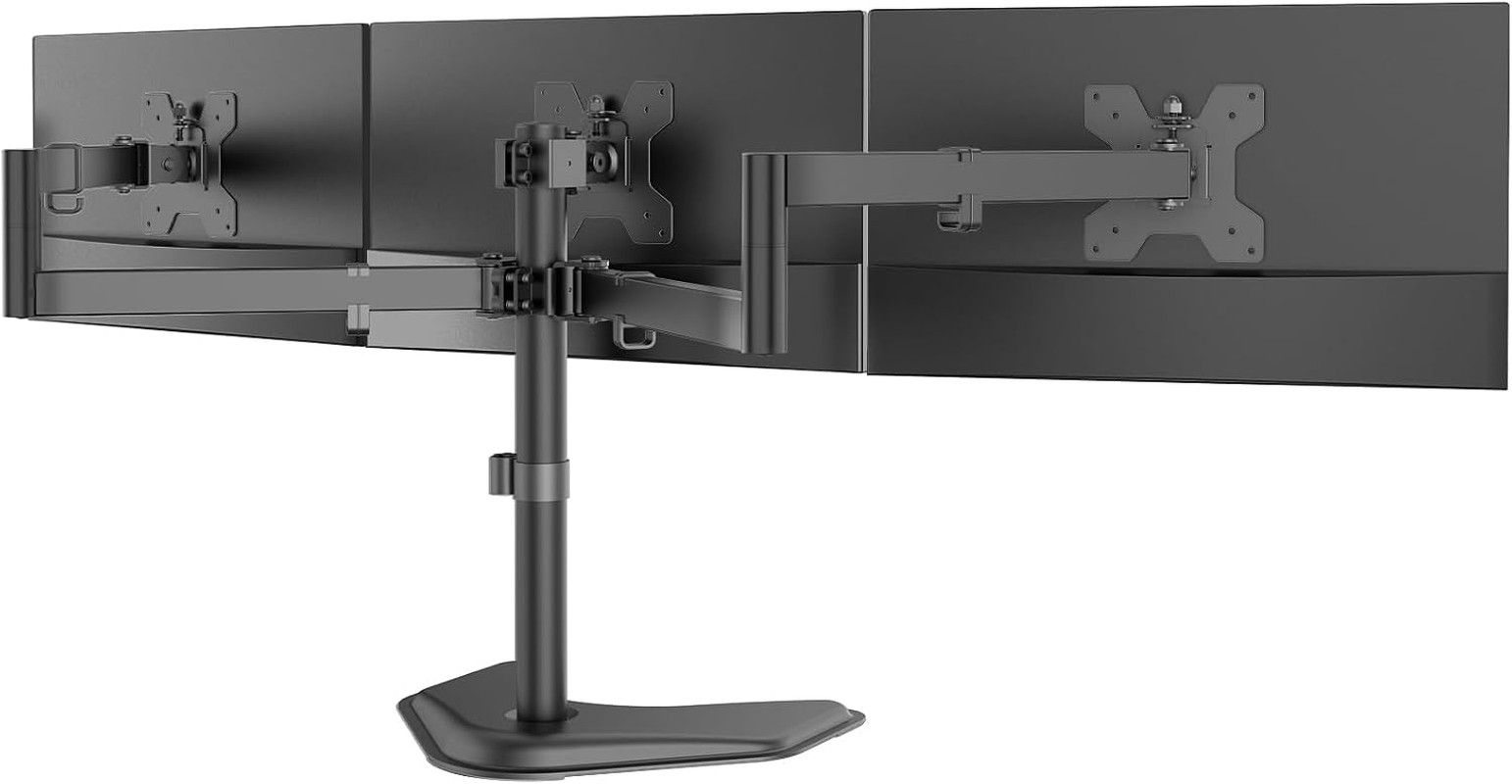Triple Monitor Stand, Free Standing for 13-27 Inch Screens,Up to 22Lbs