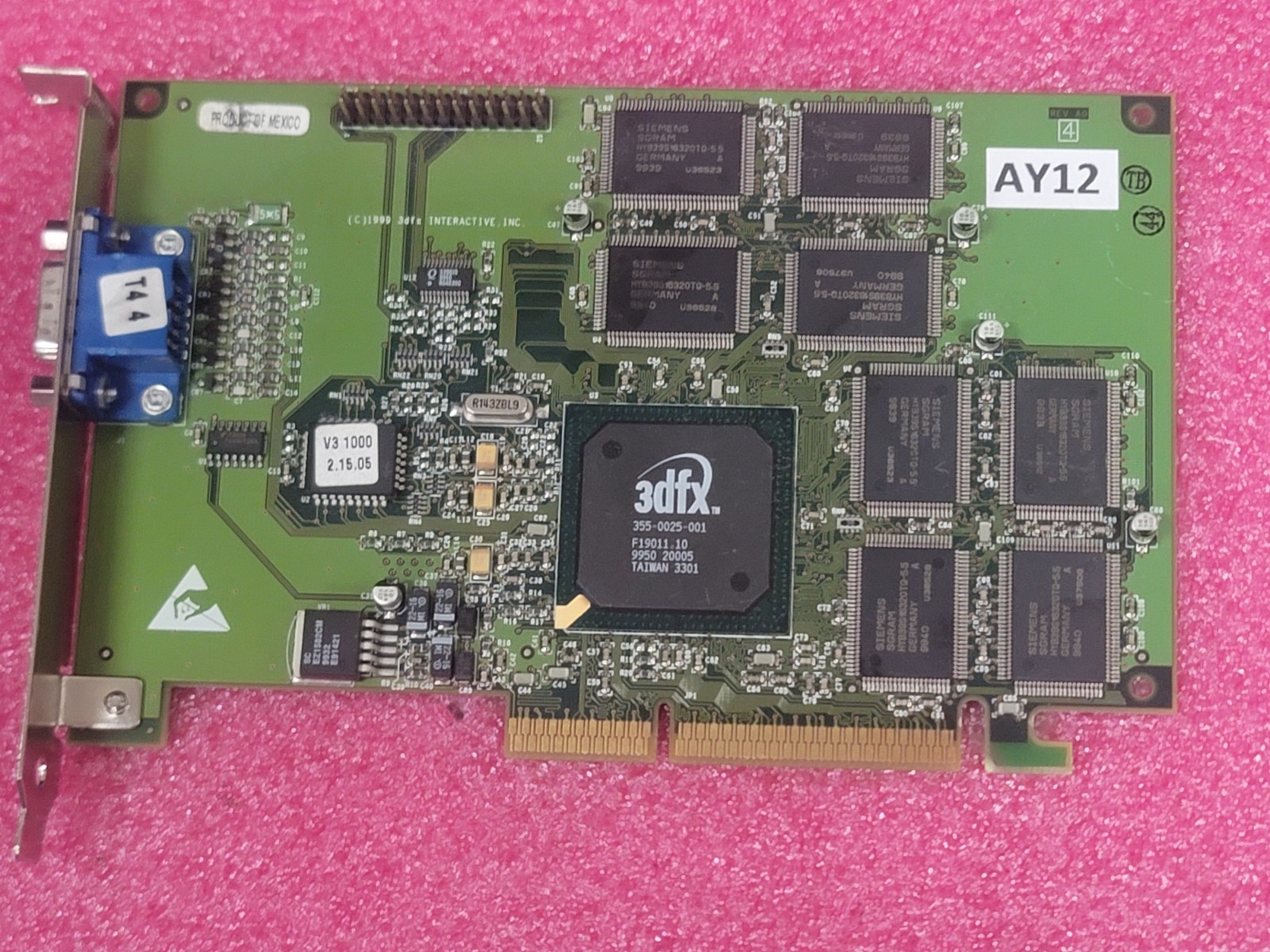 3DFX Voodoo3 1000 16MB VGA AGP GPU Video Card for Retro Gaming working #AY12
