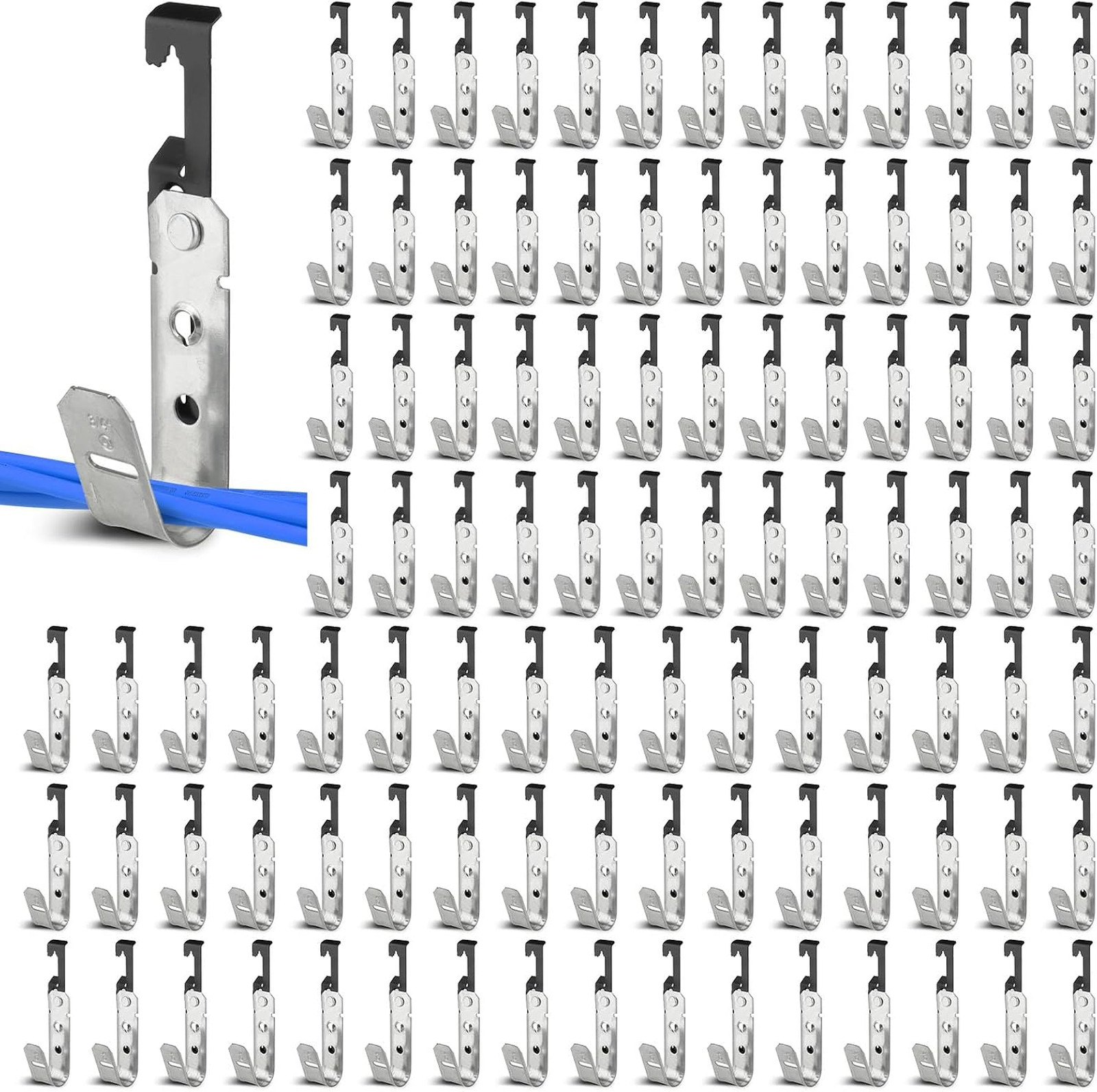50 Pcs Metal J Hooks Cable Support 3/4 Inch j Hook Hangers