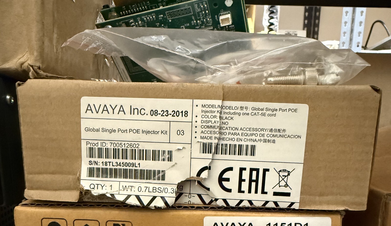 Avaya Global single port POE injector kit model #700512602