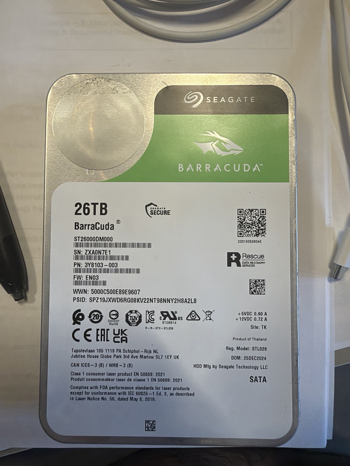 Seagate Barracuda 26TB Internal Hard Drive 7200 RPM Model ST26000DM000