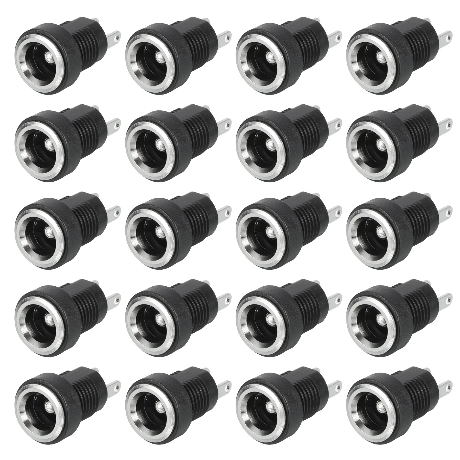 20pcs DC5521 Power Jack 30V 0.5A 10x10x18mm 2 Pin with Nut Washer Black