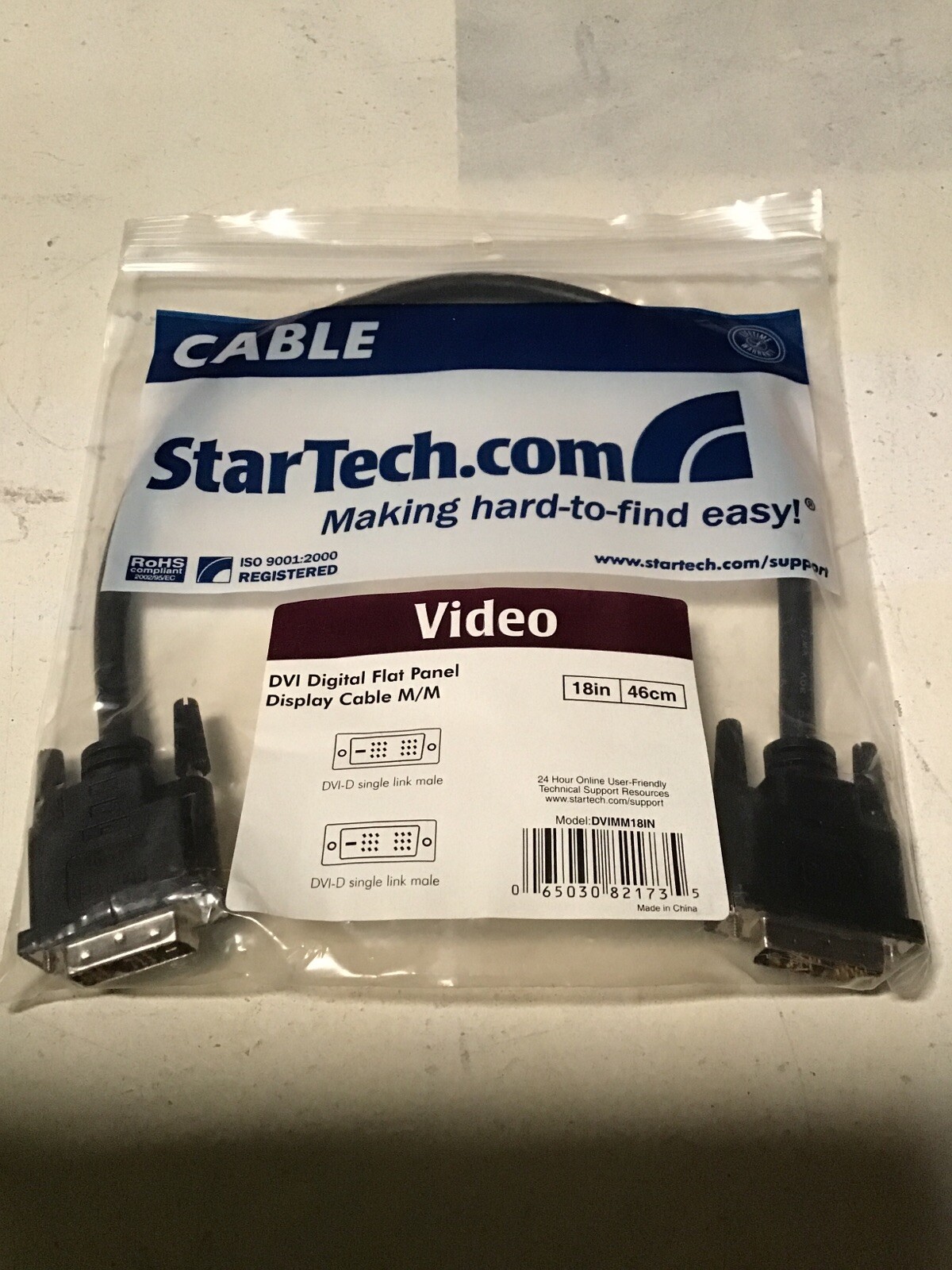 StarTech 18” DVI Digital Flat Panel Display Cable Model DVIMM18” (NEW)