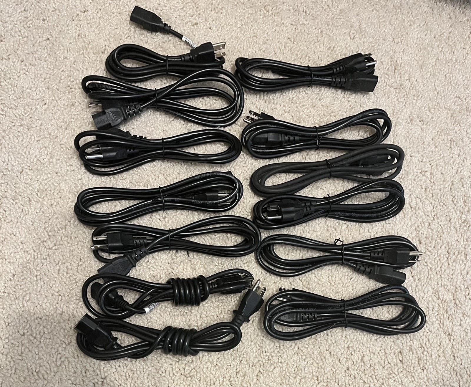 Lot of 10 Standard AC Power Cord Cable Desktop Monitor Computer PC 6ft.