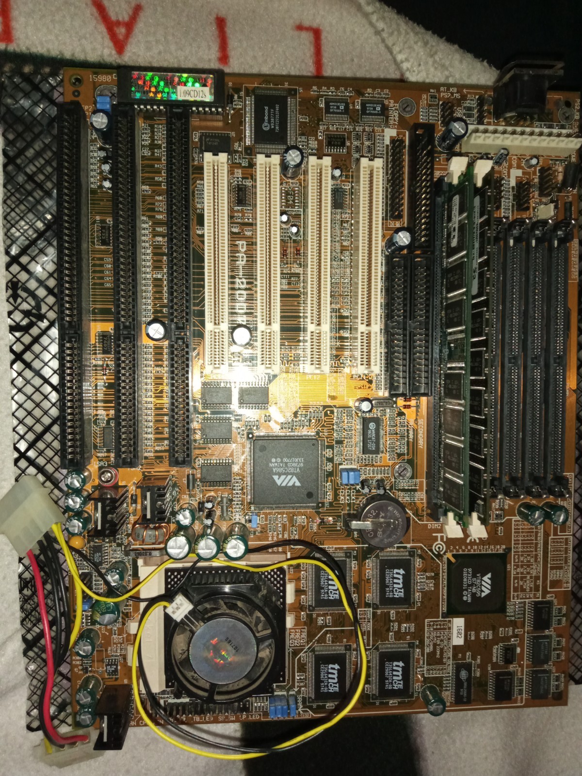 Vintage FIC PA-2007 Socket 7 Baby AT Motherboard + CPU + RAM - Tested