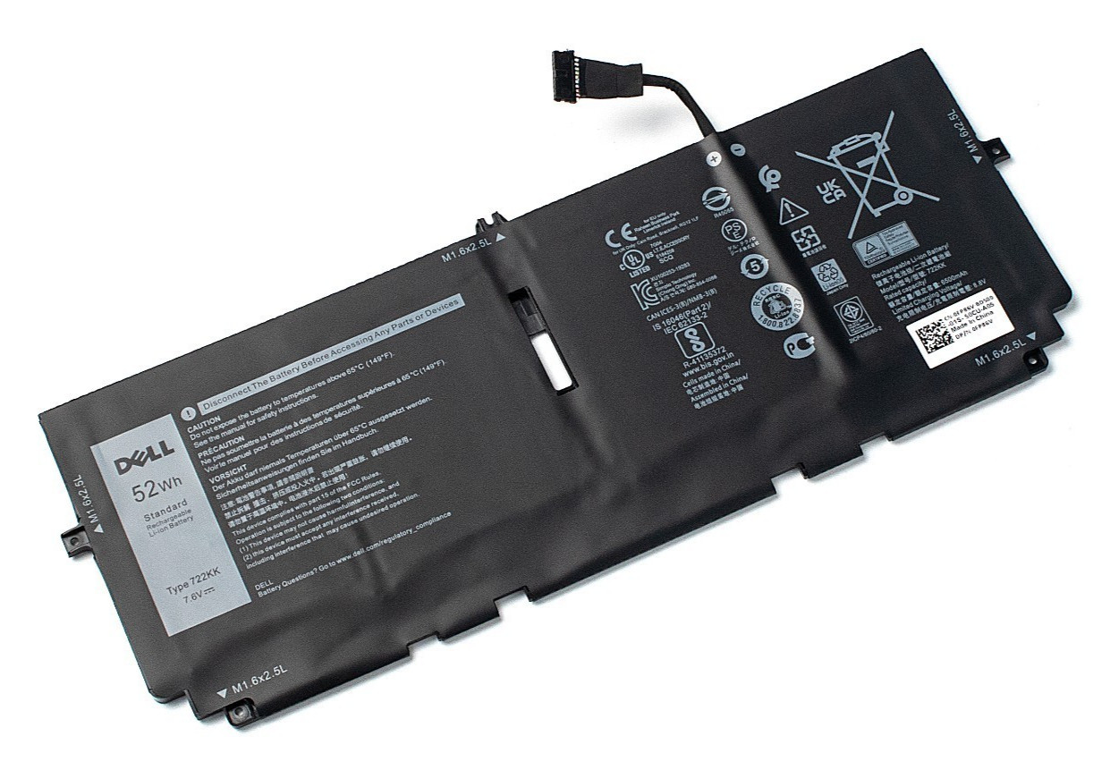 Genuine 7.6V 52WH 722KK Battery For Dell XPS 13 9300 9310 9380 (2020) 13.4" OEM