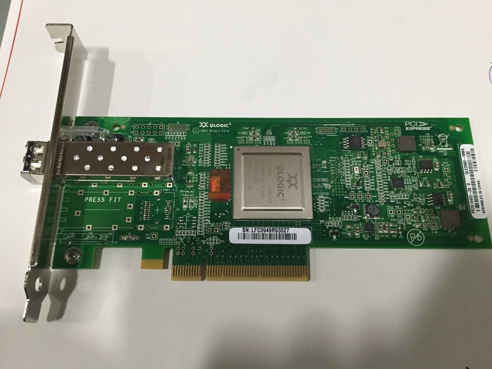 IBM 00Y5628 QLOGIC 8 GB Single Port HBA QLE2560-IBMX With GBIC 00Y5628