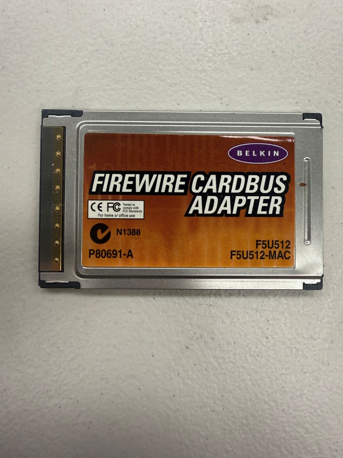 Belkin F5U512-MAC FireWire CardBus PCMCIA Adapter P80691-A Card Only