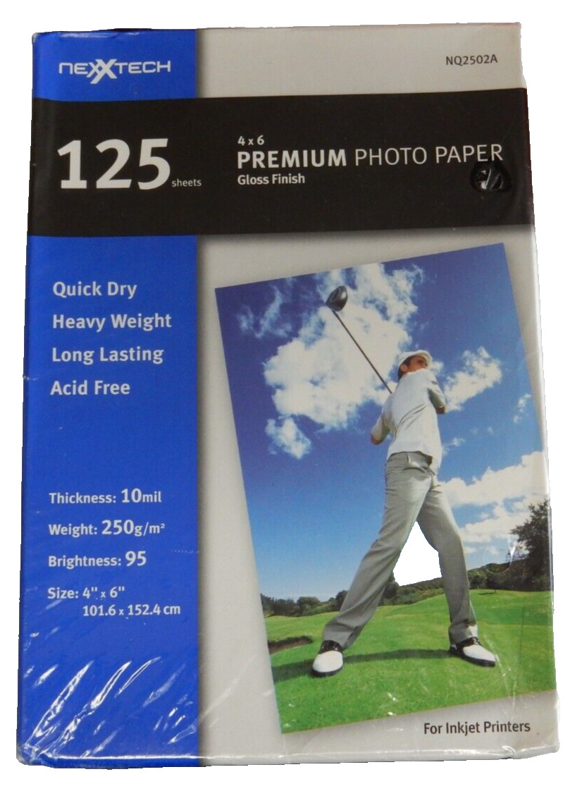 Nexxtech Premium Photo Paper 125 Sheets Gloss Finish 4" X 6" - New