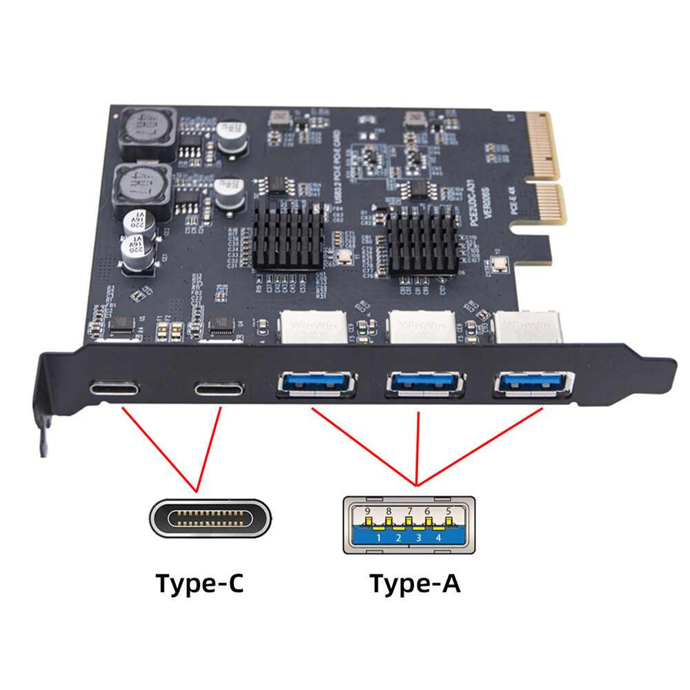 CY Type-E USB 3.1 IDC 10Gbps Front Panel 19Pin20Pin Type-C to PCI-E Card Adapter