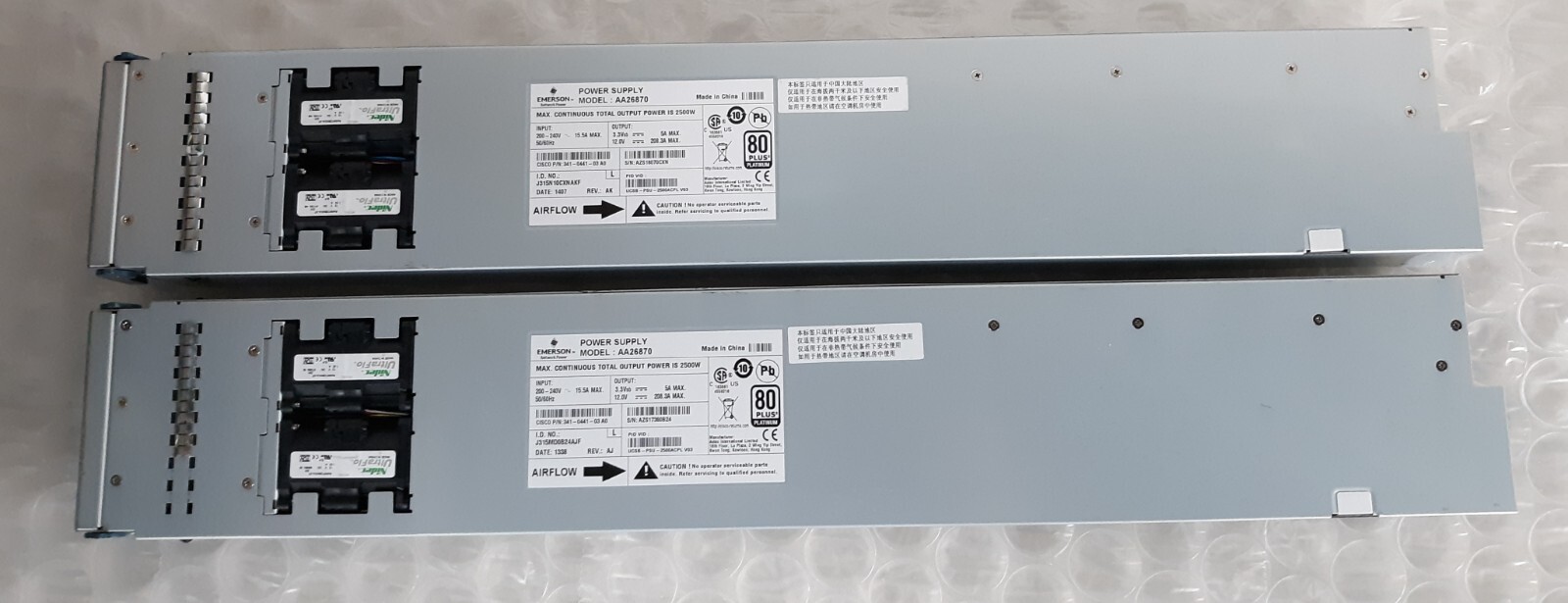 Pair of Emerson AA26870 2500W 80Plus Platinum 341-0441-03 Power Supplies