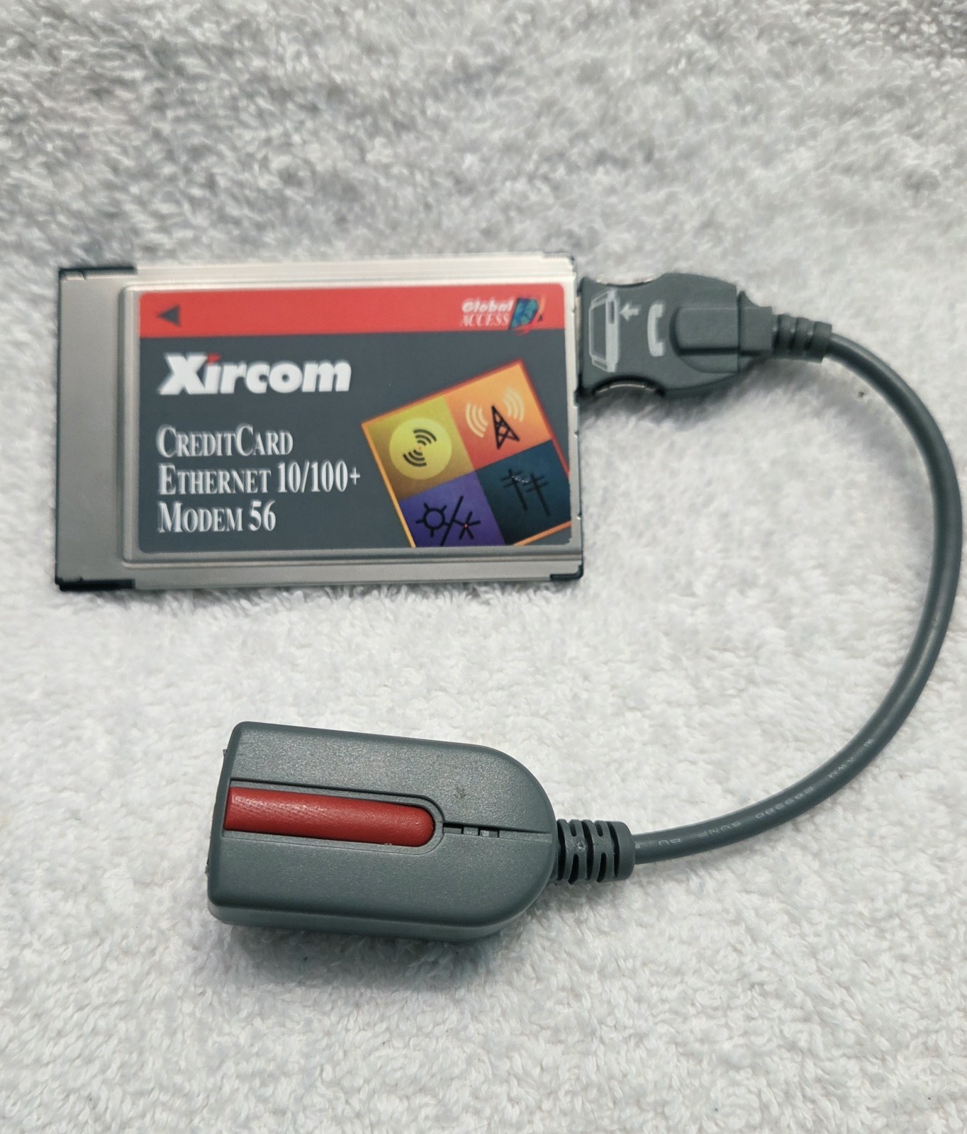Xircom CreditCard Ethernet PCMCIA PC Card CE3-10/100 with 10base-T Dongle Cable