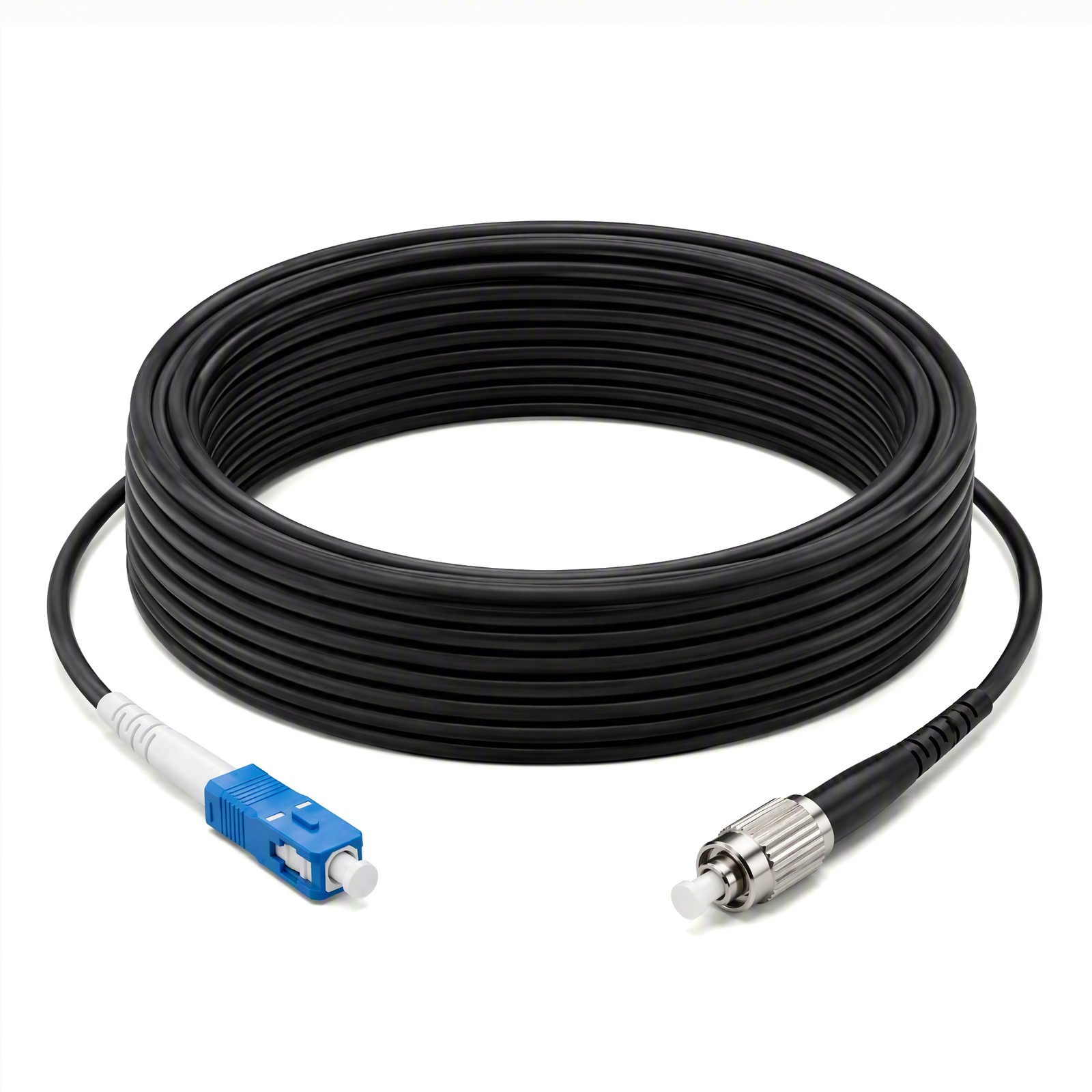 3M-40M UPC SC/FC/ST Fiber Optic Patch Cord 1-core Single Mode Armored TPU Black