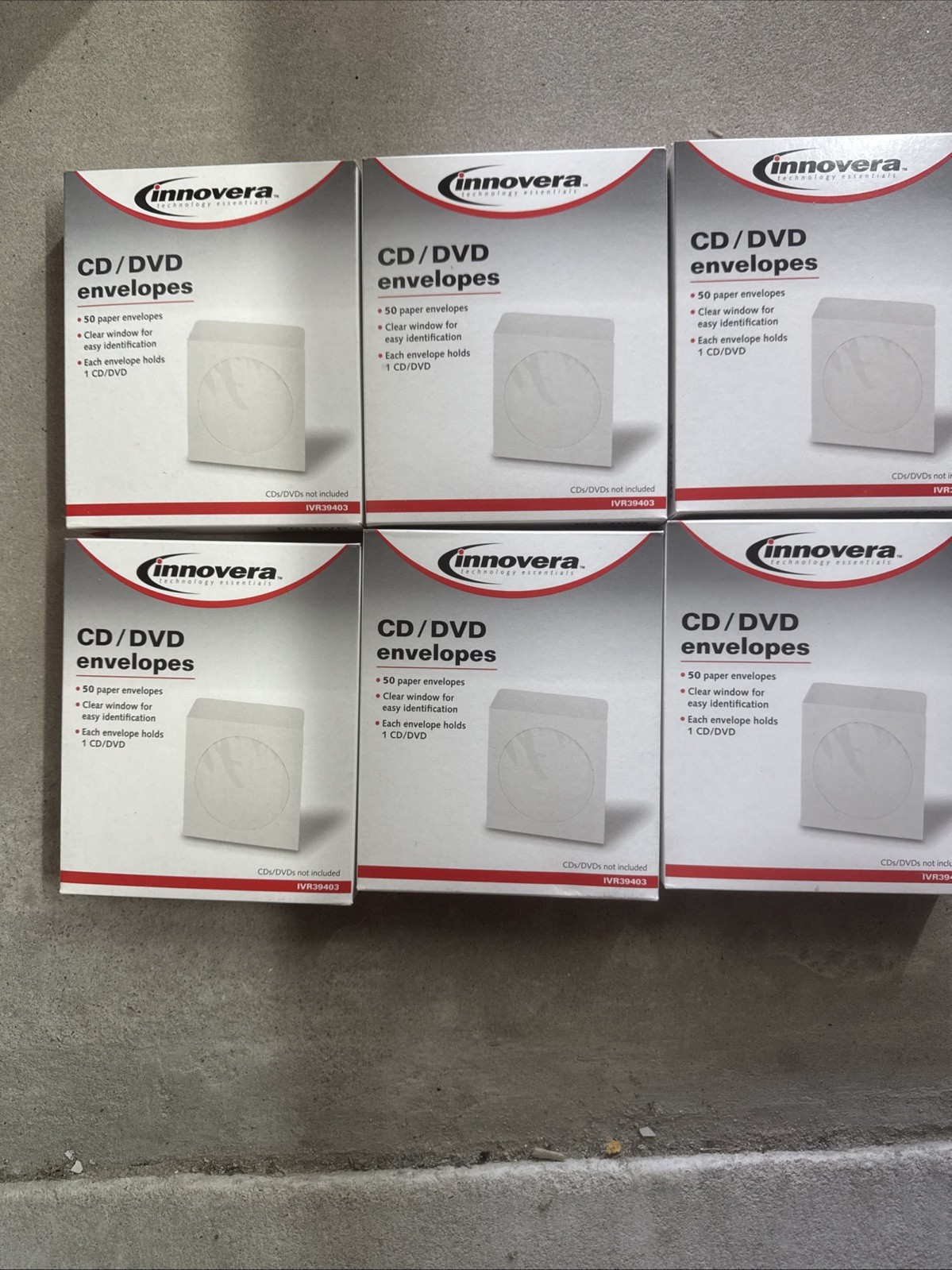 Innovera CD/DVD Envelopes Clear Window 1 Disc Capacity White 50 Pack IVR39403 -6