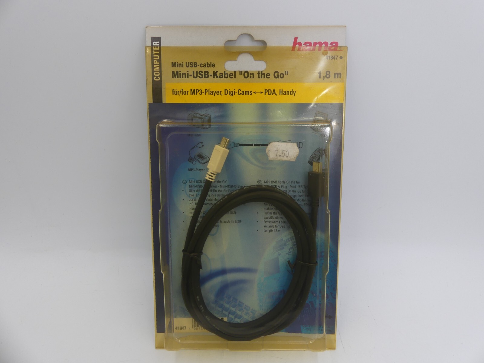 HAMA 41847 CABLE MINI USB A - MINI USB B 1.8m BLACK MALE TO MALE