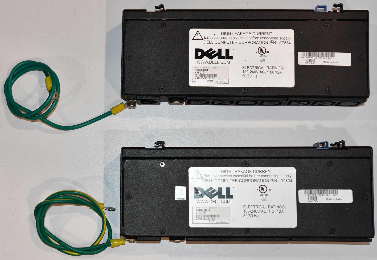 LOT 2x DELL 0T834 APC AP6015 7-OUTLET 120V-240V POWER DISTRIBUTION UNIT 0U PDU