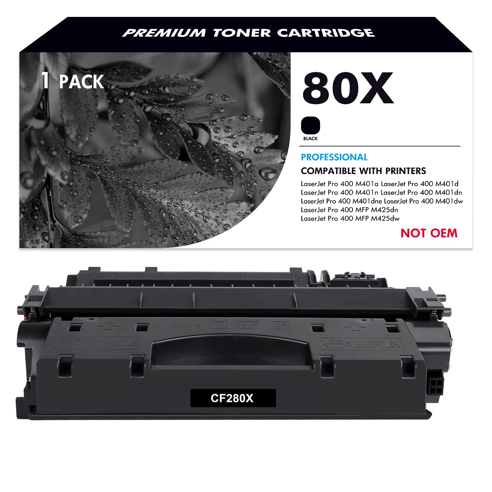 1 PACK CF280X Black Toner Cartridge for HP 80X LaserJet Pro 400 M401dn Pritner