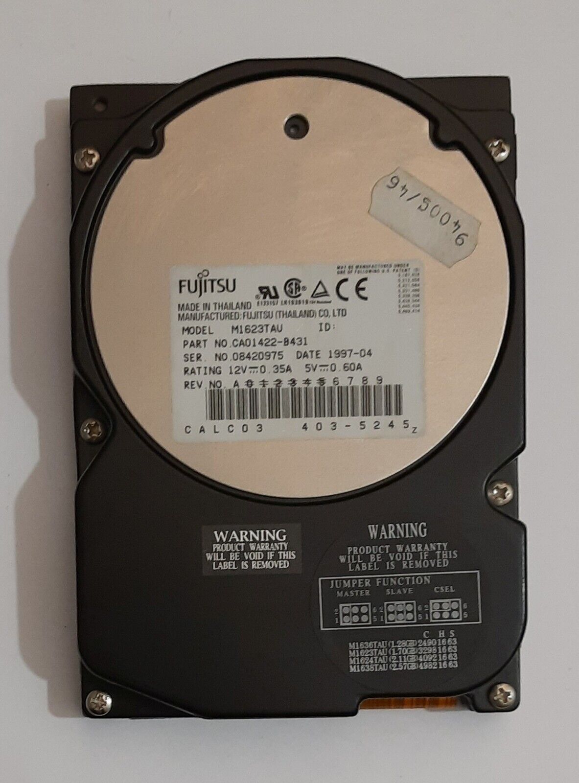 Fujitsu M1623TAU IDE (1702MB, 1.7GB, Retro, 1997) Hard Drive