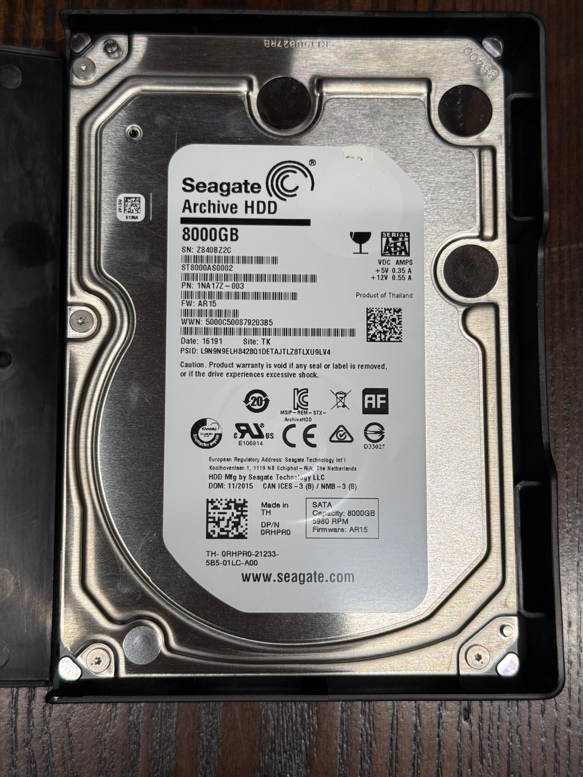 Seagate Archive (SMR) AS Series, 8 TB,   below 100 hours of use (ST8000AS0002)