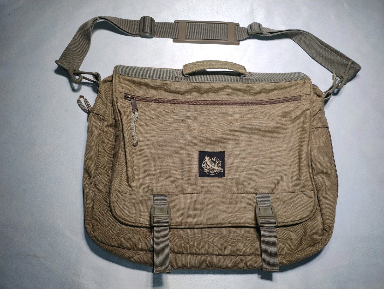 Eddie Bauer Olive Green Canvas Laptop Messenger Bag