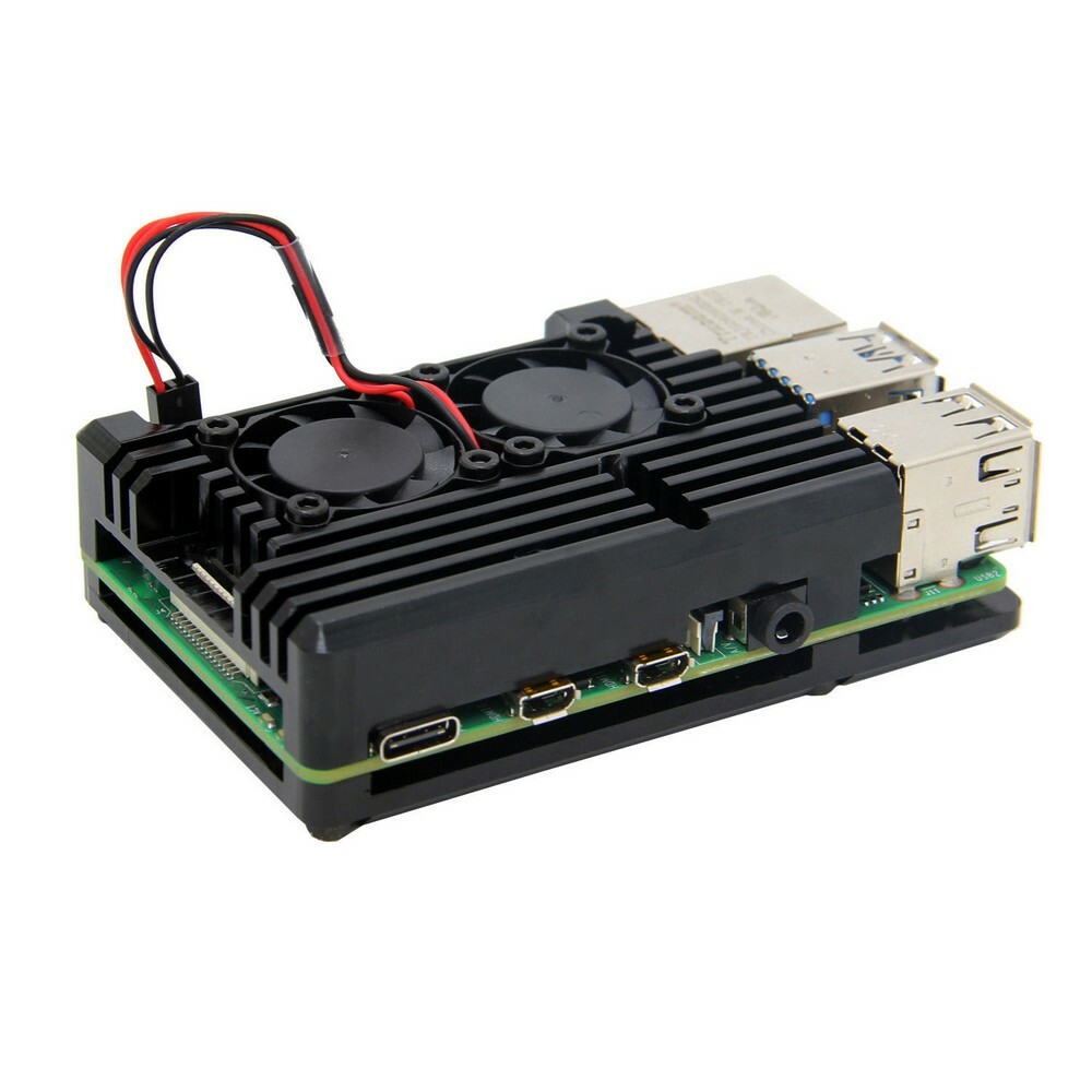 Custom Huge Aluminum Heatsink Dual Cooling Fan Cooler for Raspberry Pi 4 model B