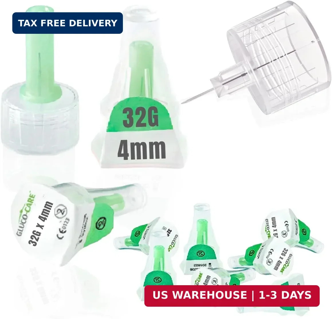 GLUCO-CARE Pen Tips 32G x 4mm (5/32'') - Ultra-Thin Tip Design, Thin-Wall Channe