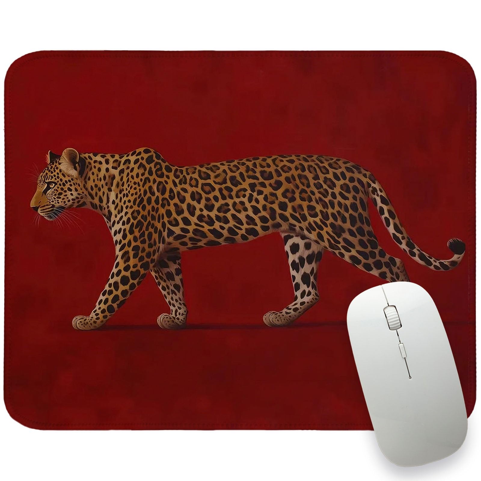 Leopard Mouse Pad, Red Cheetah Rrectangle Small Mouse Pads for Desk, Bright R...