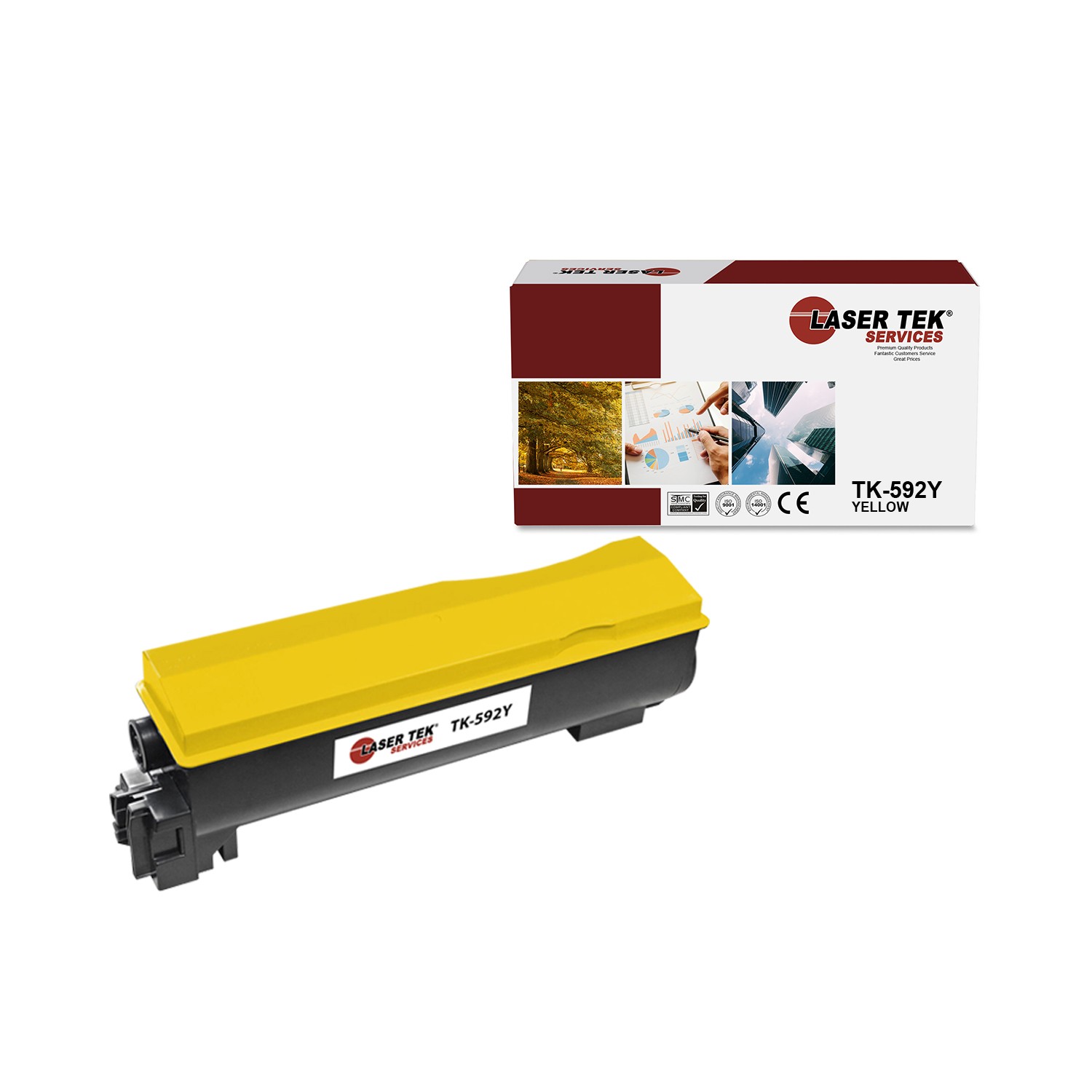 LTS TK592 TK-592Y Yellow Compatible for Kyocera FS-C2026 C2126 Toner Cartridge