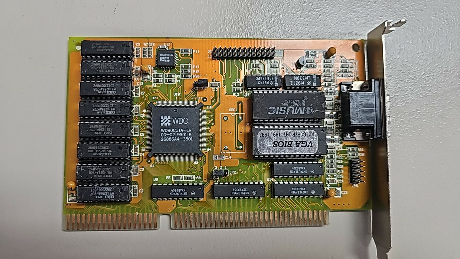 Retro Gaming Vintage Western Digital WD90C31A-LR ISA 16-bit Video Card VGA BIOS
